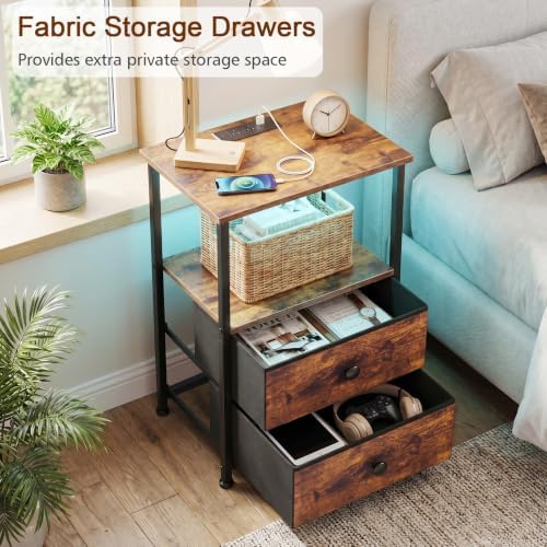 LOAKEKEL Nightstands Set of 2, LED Night Stand with Charging Station - Image 6
