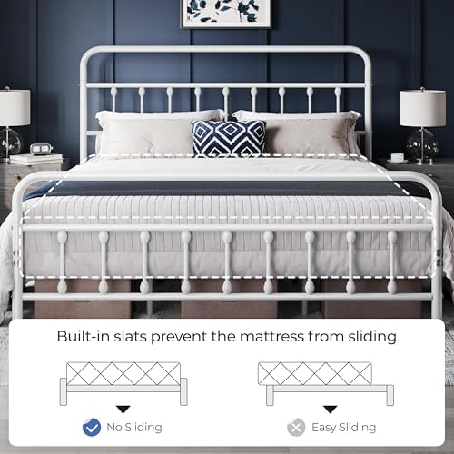 Yaheetech King Metal Platform Bed Frame, Victorian Headboard & Footboard - Image 5