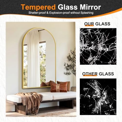 Delma Arched Bathroom Mirror, Gold, 50"x30" - Image 5