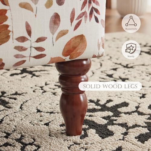 YOLENY Floral Accent Chair, High Back Upholstered Armchair with Solid Legs, Leisure Single Sofa Chair for Living Room, Bedroom, Home Office, Orange Leaves - Image 7