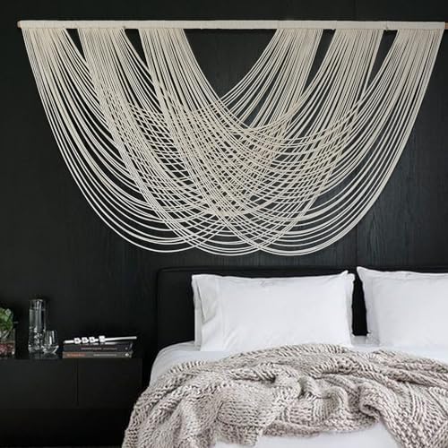 Macrame Wall Hanging Boho Wall Decor Ivory Fiber Handmade Large 57"W*31"L by FLBER