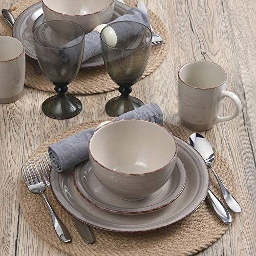 Pfaltzgraff Sadie 16-Piece Cream Dinnerware Set, Service for 4, Durable Stoneware Plates and Bowls with Classic Design, Microwave and Dishwasher Safe - Image 3