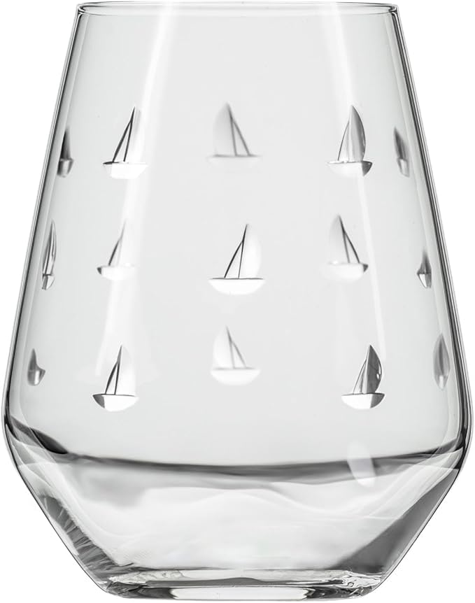 Rolf Glass Sailing Stemless Wine Tumbler 18 ounce | Stemless Wine Glasses Set of 2 | Lead-Free Crystal Glass | Diamond-Wheel Engraved | Proudly Made in the USA - Image 3