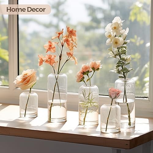 ComSaf Glass Bud Vases in Bulk, Clear Small Flower Vases, Set of 15 - Image 6