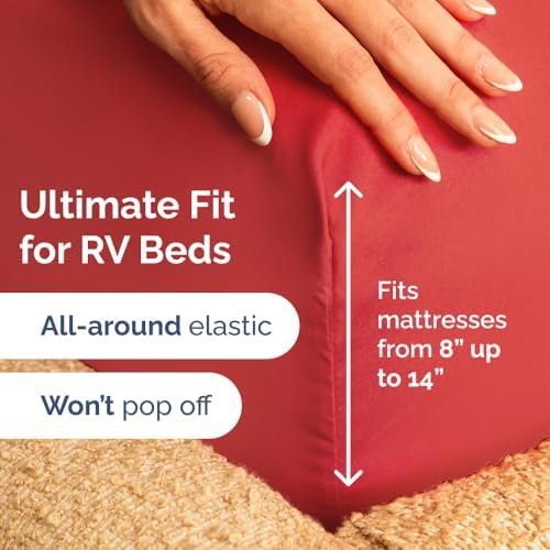 Short Queen Size 4 Piece Bed Sheet Set - RV Short Queen Sheets - Red - Image 3
