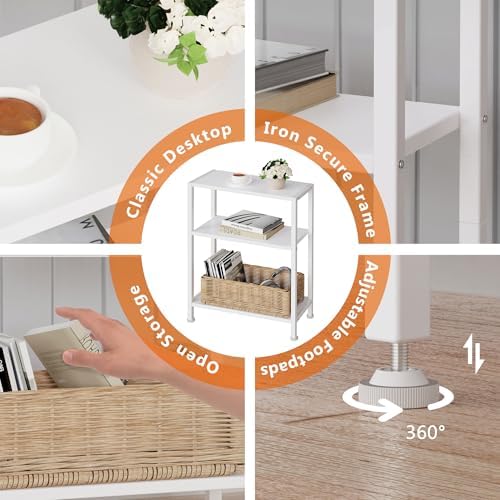3-Tier Side Table, Small End Table, Sofa Side Table for Narrow Spaces, Slim End Table, Skinny Nightstand Table for Living Room Bedroom Office, White - Image 6