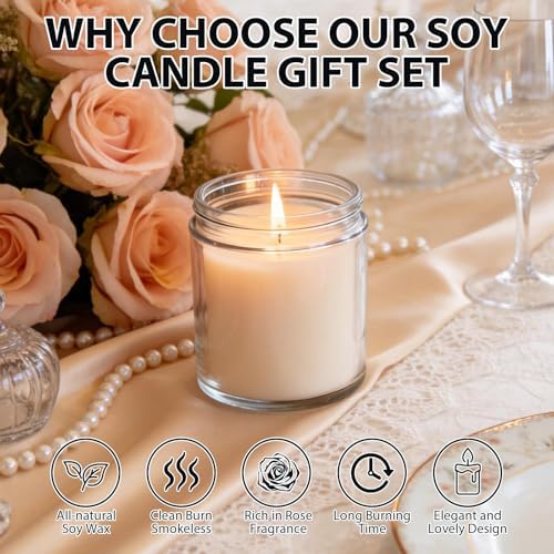 24 PCS 4oz White Soy Wax Candles, Classic Rose Scented Candle Gift Set | Warm & Cozy Bulk Favors | Perfect for Weddings, Housewarmings, Holiday Parties | Relaxing Rose Home Fragrance - Image 2