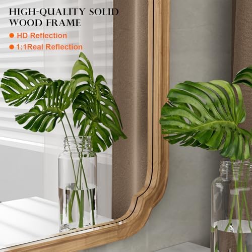 WallBeyond 24" x 36" Rounded Corner Arch Wall Mirror with Wood Frame for Entryway, Living Room or Bedroom Home Decor - Light Woodgrain [24" x 36" Honey-Colored] - Image 5
