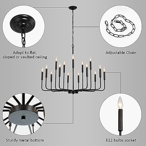 Black Chandeliers for Dining Room Light Fixture，D40 Inch - Image 6