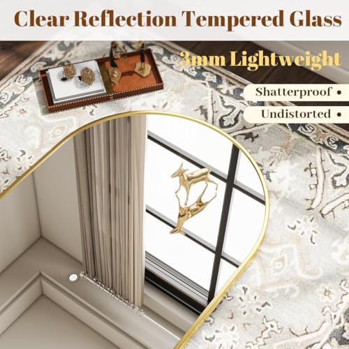 VooBang Arched Wall Mirror, 30 x 38 inch Arch Bathroom Mirror Gold - Image 4