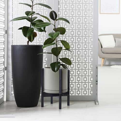 D'vine Dev Ceramic Pot with Ebony Wood Stand, Grey, 10 in, 55-B-L-3 - Image 6