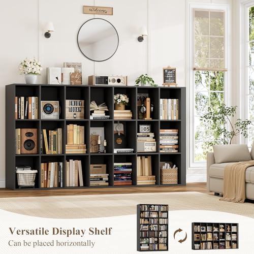 HOSTACK 86" H Triple Wide Bookshelf and Bookcase, Large Book Shelves, Black - Image 6