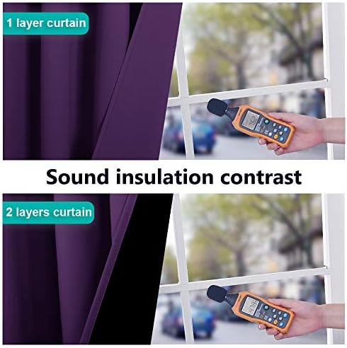 NICETOWN Cold Blocking 100% Blackout Curtains with Black Liner Backing, Thermal Insulated Curtains for Living Room, Noise Reducing Drapes, Royal Purple, 42" Wide x 84" Long Per Panel, Set of 2 Panels - Image 4