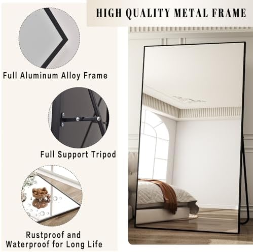BEAUTYPEAK 77"x38" Rectangle Full Body Floor Mirrors, Full Length Mirror - Image 3