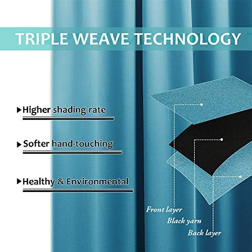 NICETOWN Blackout Curtains 80 inches Long, 2 Pieces, 42" Wide Each Panel, Teal Blue, Full Light Blocking Drapes with Black Liner for Nursery, Thermal Insulated Draperies for Hall, Villa - Image 6