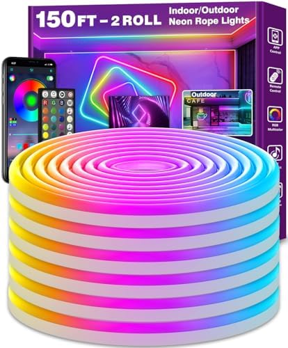 AILBTON 150Ft Neon Rope Lights,Flexible Led Rope Lights Control with App/Remote,Multiple Modes Music Sync Gaming RGB Led Neon Lights for Bedroom Outdoor by AILBTON