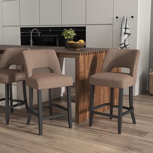 VKNOW Bar Stools Set of 2, 26" Upholstered Counter Height Bar Stools - Image 3