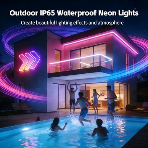 200FT RGB LED Neon Rope Lights, App & Remote Control, Flexible Waterproof IP65 Led Strip Lights, Music Sync Color Changing Multiple Modes Neon Lights for Bedroom Gaming Room Indoor & Outdoor Decor - Image 7