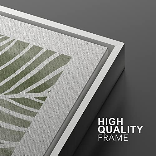 SIGNWIN Canvas Print Wall Art Set Green White Tropical Island Palm Leaves Nature Wilderness Illustrations Modern Art Rustic Multicolor for Living Room, Bedroom, Office - 24"" x36 x2 White - Image 4