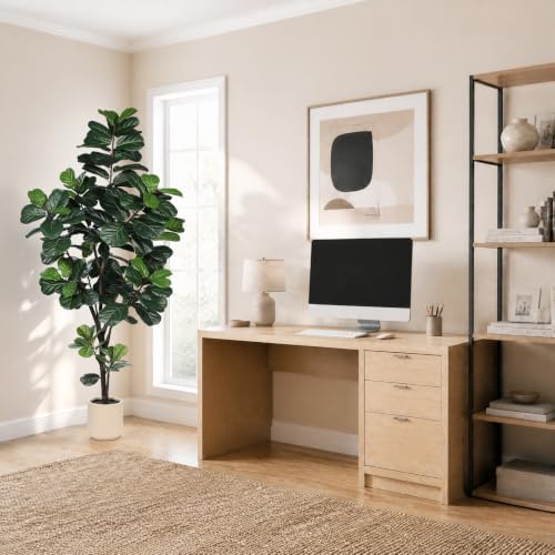 LYERSE Faux Fiddle Leaf Fig Tree 7ft with Sturdy White Planter - Image 6