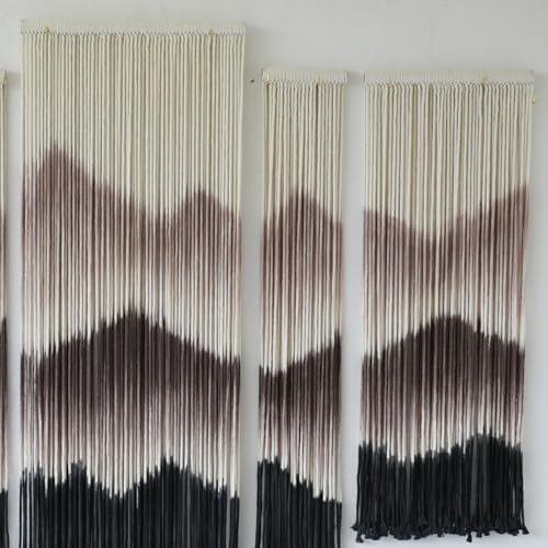 5Pcs Set Macrame Wall Hanging Mountain Art Brown Dip Dyed Boho Wall Decor - Image 6