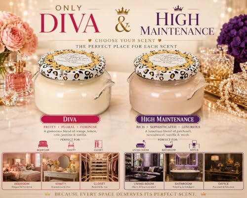 Diva & High Maintenance Scented Candle, 22 oz 2-Wick Soy Wax Jar, Large Highly Scented Candle Set Pack of 2, Long Burn 110–130 Hours, Home Fragrance Gift - Image 3