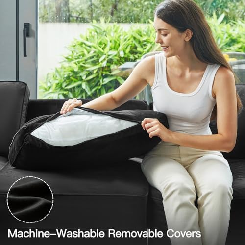 Belffin Modular Sectional Sofa with Storage Chaises Sleeper Couch 8 Seat Sectional Sofa Bed Black - Image 7
