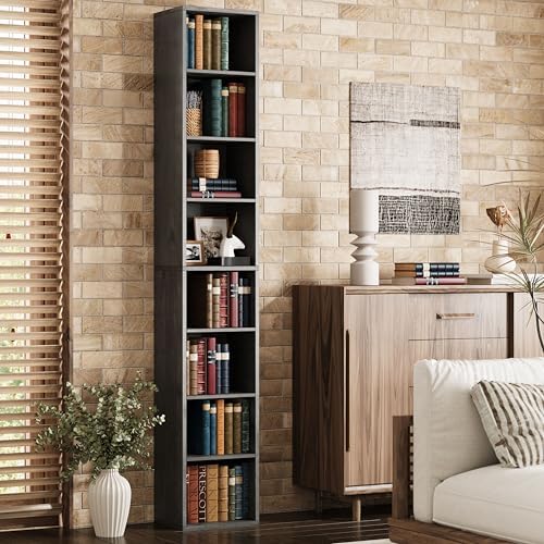 IRONCK Tall Narrow Bookshelf 8 Tiers, Compact Corner Bookcase, Floor Standing Display Storage Shelves 71 in Tall, Easy to Match for Living Room, Office, Study, Bedroom - Image 2