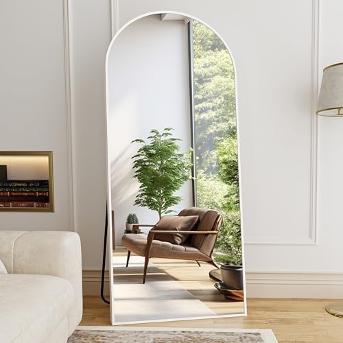 Mirror Full Length, 71"x26" Arched Full Length Mirror, Arch Mirror with Stand, Large Standing Mirrors, Oversized Full Body Mirrors with Aluminum Frame for Bedroom, Living Room (White) - Image 2