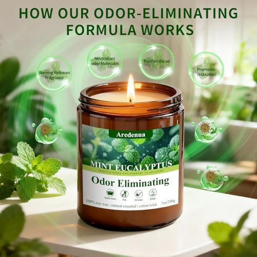 Mint Eucalyptus Odor Eliminating Candles, 7 oz Soy Scented Candle - Image 6