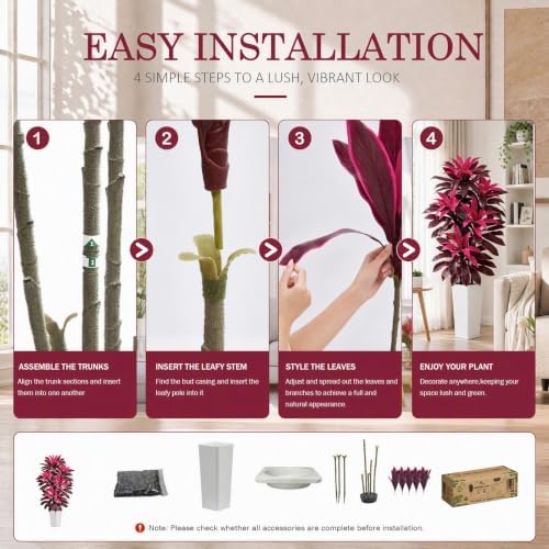 Artificial Purple Dracaena Tree 6FT, Tall Fake Plants Indoor - Image 7