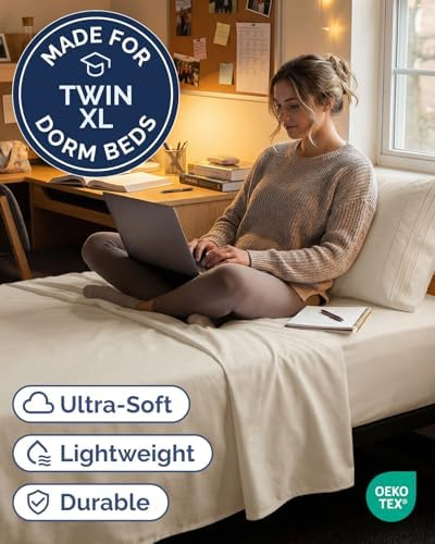 Twin XL 3 Piece Sheet Set - College Dorm Room Essentials - Wheat - Image 2