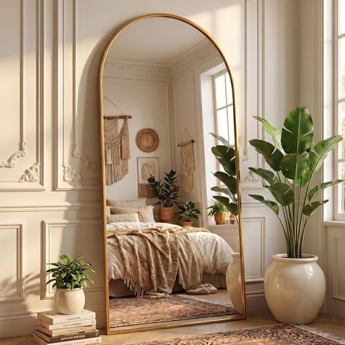 Full Length Mirror, 71" x 32" Arched Full Body Mirror Large Standing Floor Mirrors, Mirrors for Bedroom, Bathroom, Living Room Standing or Wall Leaning, Gold - Image 3