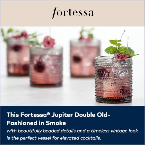 FORTESSA Jupiter Beaded Hobnail Glass Vintage Themed Drinkware Set, 10 Ounce Double Old Fashioned Glass (Set of 6), Dishwasher-Safe, Smoke Gray - Image 5