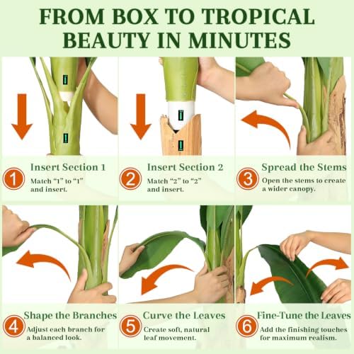 7ft Artificial Banana Tree Real Bark Trunk Faux Banana Leaf Tree - Image 6