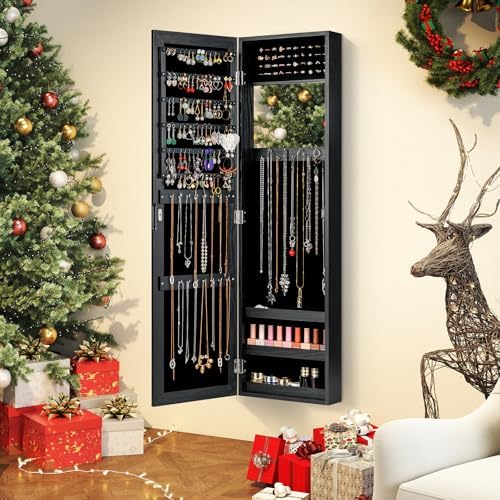 GIANTEX Wall or Door Mounted Jewelry Cabinet with Full Length Mirror - Image 2