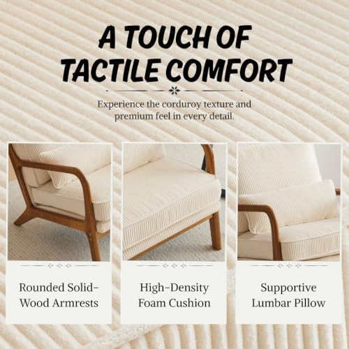 Karl home Mid-Century Modern Accent Reading Chair, Beige - Image 5