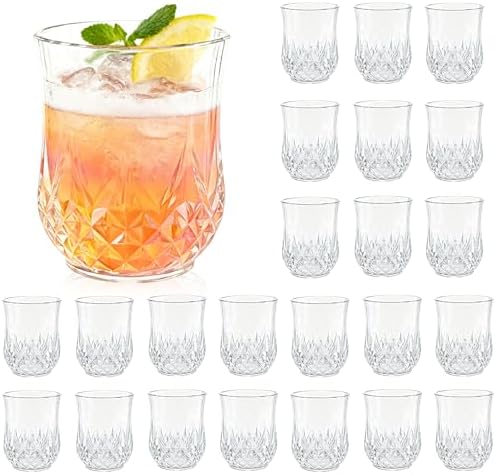 24 Pack Plastic Stemless Wine Glasses, 12oz Unbreakable Wine Cups by LEYIQU