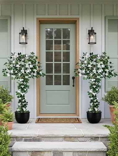 BLOSMON 5ft Bougainvillea Artificial Trees for Outdoor Porch Decor, White - Image 4