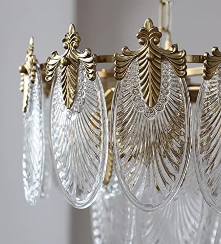 KELUOLY Antique Chandelier 3-Tier Glass Crystal Chandeliers, 9-Lights Gold Round Pendant Light 23.6" Brushed Brass Adjustable Height, Applicable to Dining Room, Bedroom, Living Room, Foyer, Kitchen - Image 2