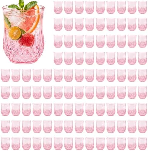 100 Pack Plastic Stemless Wine Glasses, 12oz Unbreakable Wine Cups by LEYIQU
