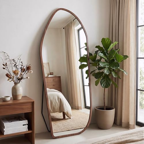 Suidia Full Length Mirror, Oversized Floor Mirror with Solid Wood Frame, Large Standing Mirror for Bedroom Living Room, Wood Art Style, Dark Walnut, 74" L x 32" W - Image 4