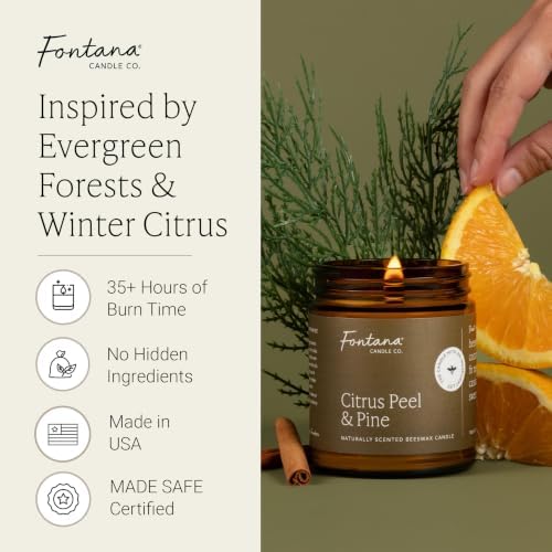 Fontana Candle Co Wood Wick Beeswax Candle, Citrus Peel & Pine - Image 2