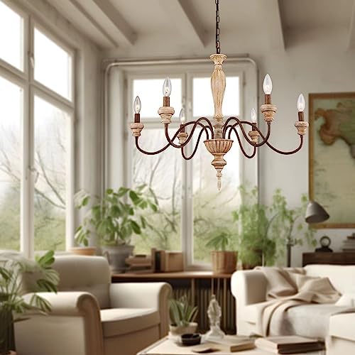 6 Light 28in Farmhouse French Country Chandelier for Dining Room - Image 2