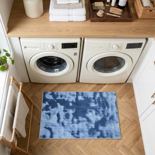 2x3 Tie-dye Dark Teal Area Rug Washable Non-Slip for Entryway Front Door - Image 4