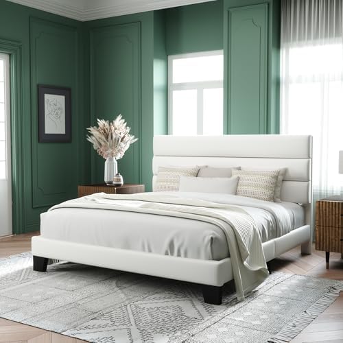 Allewie King Size Platform Bed Frame with Velvet Upholstered Headboard - Image 3