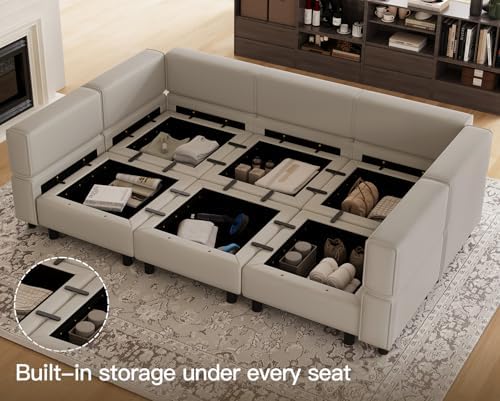 Belffin Modular Velvet Sectional Sofa with Chaise Lounge Sectional Sleeper Sofa with Storage Chaise Bed Couch for Living Room Grey - Image 5