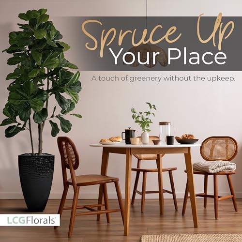 LCG Florals 6ft Artificial Fiddle Leaf Fig Tree - Real Wood Trunk, Preassembled, No Maintenance Indoor Faux Plant in Black Metal Pot - Living Room, Home & Office Decor - Image 5