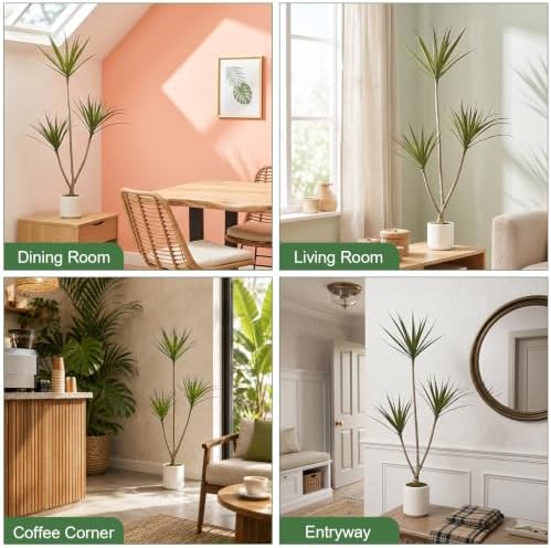 4ft Dracaena Marginata Artificial Plant, 3-Heads Faux Dragon Tree - Image 4