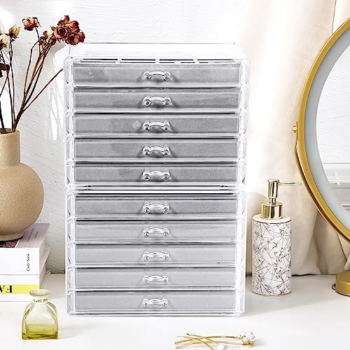 ProCase Earring Holder Organizer Jewelry Box with 10 Drawers, Grey - Image 6